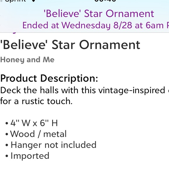 Honey and Me- 'Believe' Star Ornament- rustic vintage inspired metal star decor - Picture 4 of 4